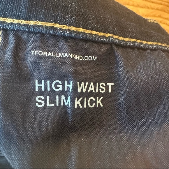 7 For All Mankind Dark Blue High Waist Slim Kick Jeans - Picture 5 of 11